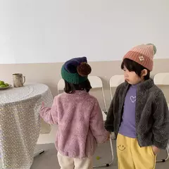 Imagem do Jaqueta infantil de lã quente, casacos de inverno infantis, outerwear para meni