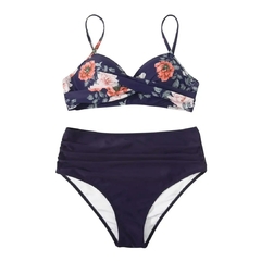 Biquínis vintage de cintura alta para mulheres, swimwear push up, maiô estampa - loja online