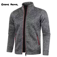 Imagem do Camisola de zíper gola virada para baixo masculina, Pullovers de gola, camisola