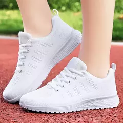 Sapatilhas femininas com cordões em malha respirável, sapatos casuais, sapatos na internet