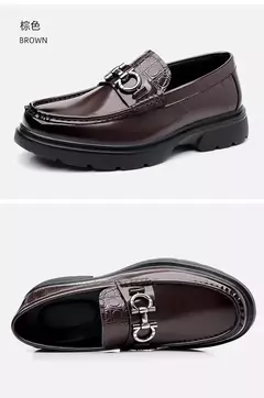 Sapatos Oxford de couro genuíno masculino, mocassim confortável casual masculi - Show Drop