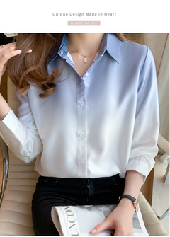 Camisas chiques de gradiente para mulheres, soltas, elegantes, manga comprida, t - comprar online