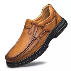 Imagem do CLOHOO-Mocassins artesanais de couro para homens, sapatos artesanais, sola de bo