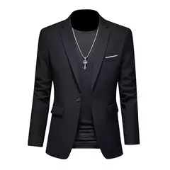 Blazer Casual de Negócios Masculino, Jaqueta Monocromática, Casacos Oversize,