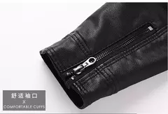 Jaqueta de couro PU para homens, casacos de lã, casual Outerwear, Tendência Ad - Show Drop