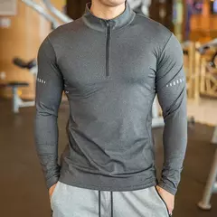 Camiseta esportiva de manga comprida masculina, roupa de ginástica camisa de co - comprar online