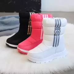 Imagem do Inverno quente pele tornozelo botas crianças preto peludo sapatos meninas antid