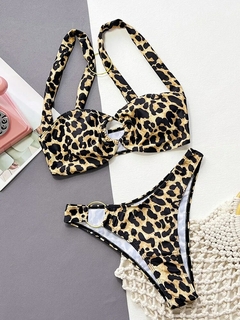 Ingaga leopardo bikini 2023 sexy maiô feminino beachwear anel ligado maiô ver? na internet