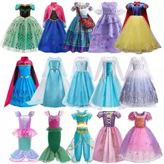 Vestido feminino de Elsa e Anna, Vestido infantil, Jasmine, Rapunzel, Concurso, na internet