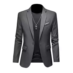 Blazer Casual de Negócios Masculino, Jaqueta Monocromática, Casacos Oversize, - comprar online