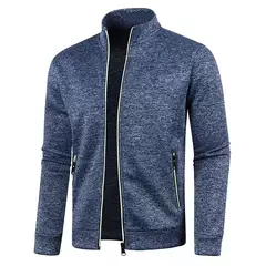 Camisola de zíper gola virada para baixo masculina, Pullovers de gola, camisola