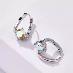 S925 Prata Moissanite Brincos para Mulheres, Pedra Multicolor, Charme Feminino, - Show Drop