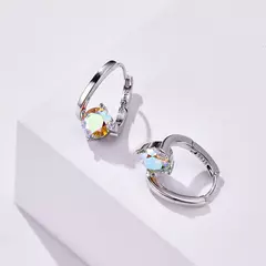 S925 Prata Moissanite Brincos para Mulheres, Pedra Multicolor, Charme Feminino, - comprar online