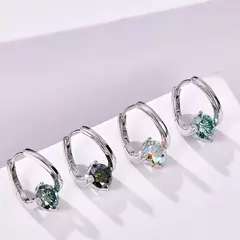 S925 Prata Moissanite Brincos para Mulheres, Pedra Multicolor, Charme Feminino, - loja online