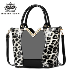 Bolsa de diamante em couro com estampa leopardo para mulheres, bolsas de ombro f - comprar online