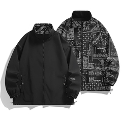 Jaqueta bomber reversível masculina, jaqueta de gola alta, roupa dupla face, ca - loja online