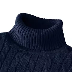 Imagem do Suéter de malha de gola alta masculino, jumper quente, malha de lã, casual, ma