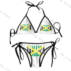 Biquíni tanga brasileira para as mulheres, roupas de praia, sexy, com bandeira,