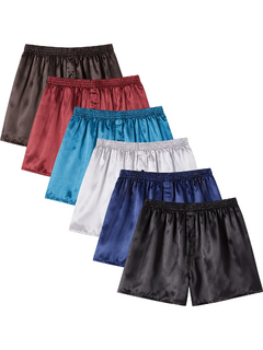 JupiterSecret 6 Pcs Mens Cetim Boxers Shorts, Silk Sentimento do sono Shorts Com