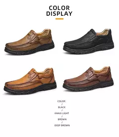 CLOHOO-Mocassins artesanais de couro para homens, sapatos artesanais, sola de bo - comprar online