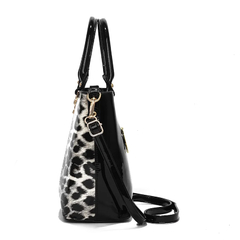 Bolsa de diamante em couro com estampa leopardo para mulheres, bolsas de ombro f