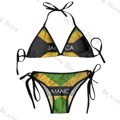 Biquíni tanga brasileira para as mulheres, roupas de praia, sexy, com bandeira, - Show Drop