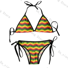 Imagem do Biquíni tanga brasileira para as mulheres, roupas de praia, sexy, com bandeira,