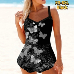 Sexy tankini feminino verão duas peças impressão de flores maiô feminino tie - Show Drop