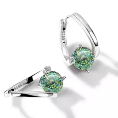 Imagem do S925 Prata Moissanite Brincos para Mulheres, Pedra Multicolor, Charme Feminino,