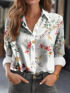 Elegante estampas de flores para mulheres, blusa feminina, roupas femininas, top na internet