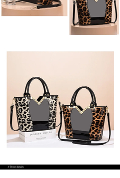 Bolsa de diamante em couro com estampa leopardo para mulheres, bolsas de ombro f - Show Drop