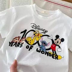 Mickey impresso t-shirt para menino e menina, top de manga curta, design bonito na internet