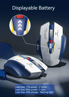 Mouse sem fio silencioso com luz LED, edição de Mecha, tipo C, recarregável,