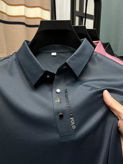 Polo monocromático de manga curta masculino, marca de alta qualidade, moda casu