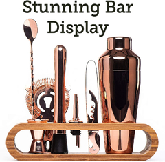 Imagem do Cocktail Mixology Bartender Kit com elegante Bamboo Stand, Bar Tool Set, 10 pcs