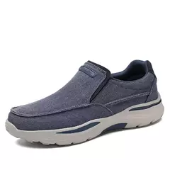 Sapatos de lona de couro macio para homens, mocassins masculinos leves casuais,