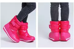 Botas de neve quente espessadas infantis, sapatos de cor sólida feminina, sapat na internet