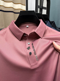 Polo monocromático de manga curta masculino, marca de alta qualidade, moda casu - loja online