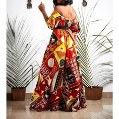 Vestido maxi estampado africano dashiki para mulheres, sexy decote em v, sem cos na internet