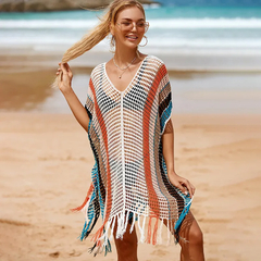 Sexy Beach Cover Up para senhoras, Crochet vestido branco Swimwear, Fato de banh - comprar online