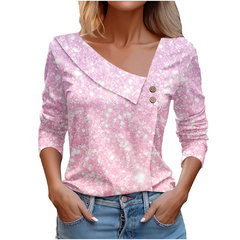 Blusa estampa floral de manga comprida feminina, blusa branca, camisas da moda, - Show Drop