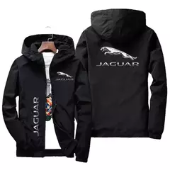 Casaco com zíper estampado com logotipo Jaguar masculino, capuz, moletom, jaque