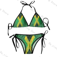 Biquíni tanga brasileira para as mulheres, roupas de praia, sexy, com bandeira, na internet