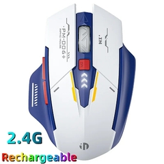 Mouse sem fio silencioso com luz LED, edição de Mecha, tipo C, recarregável,