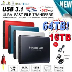 Portátil Externo Solid State Drive, SSD 1TB, M.2 USB 3.1, Alta Velocidade, 500G