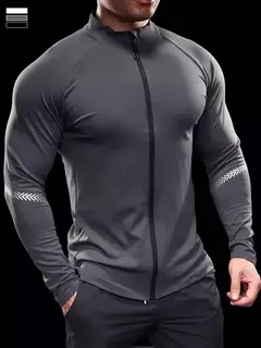 Jaqueta esportiva de fitness masculina, calça casual, secagem rápida, manga co