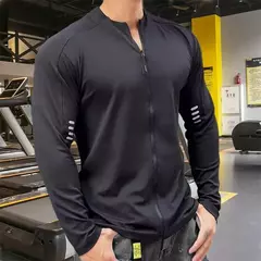 Camiseta de zíper de manga comprida masculina, roupas de ginástica soltas, cor - Show Drop