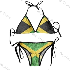 Biquíni tanga brasileira para as mulheres, roupas de praia, sexy, com bandeira, - Show Drop