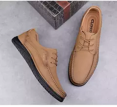 CLOHOO-Sapatos masculinos de couro, mocassins clássicos, costurados à mão, re - loja online