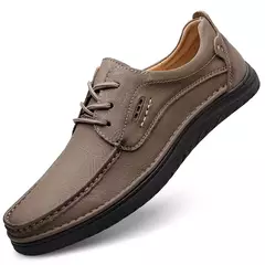 Imagem do CLOHOO-Sapatos masculinos de couro, mocassins clássicos, costurados à mão, re